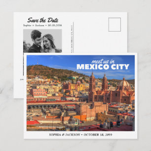 Mexico City Wedding Save the Date Travel Retro Postcard