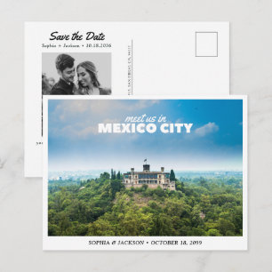 Mexico City Wedding Save the Date Travel Retro Postcard