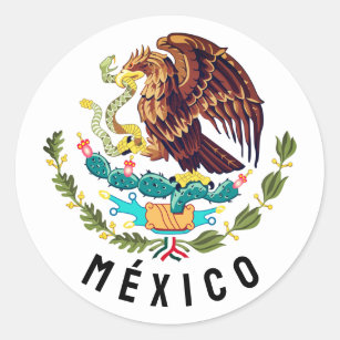 Mexico coat of arms classic round sticker
