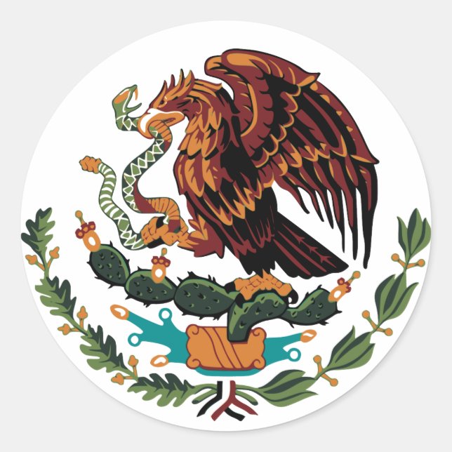 Mexico Coat of Arms Classic Round Sticker (Front)