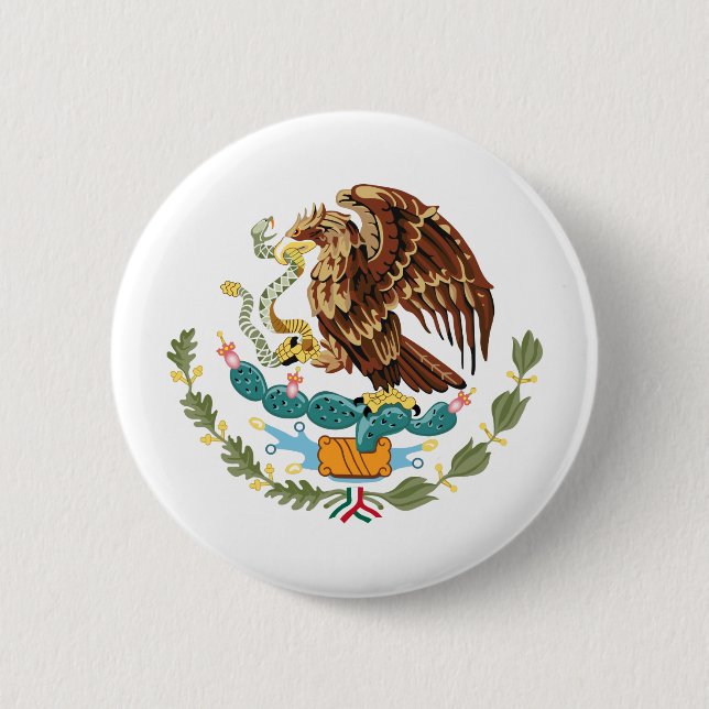 Mexico Coat of Arms Pin Back Button (Front)
