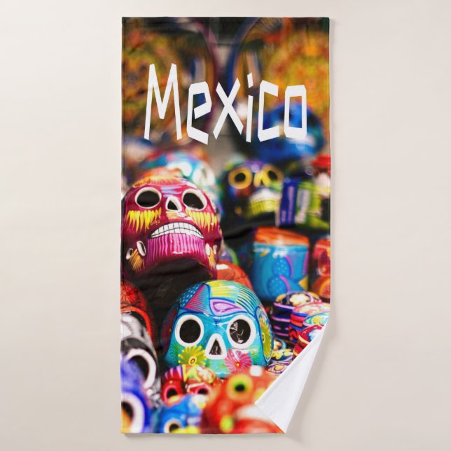 Mexico Colourful Bright skulls Bath Towel (Bath Towel)