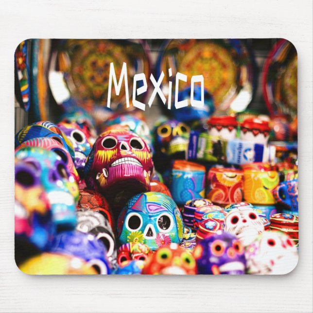 Mexico Colourful Bright skulls Mouse Pad (Front)