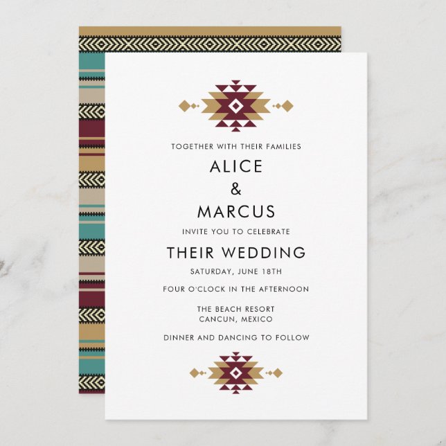 Mexico Colourful Summer Desert Wedding Invitation (Front/Back)