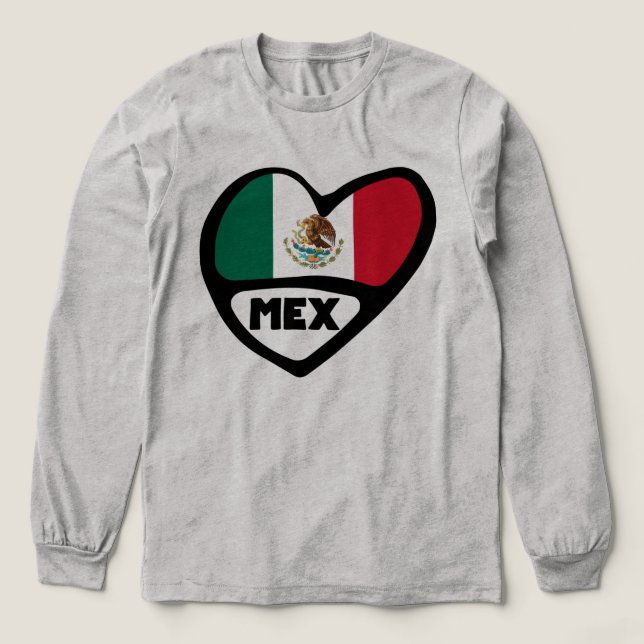 Mexico Country Code Flag Heart, MEX Tri-Blend Shirt (Design Front)