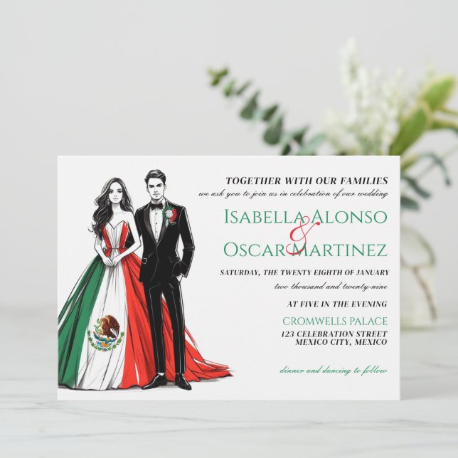 Mexico Couple Wedding Invitation (Standing Front)