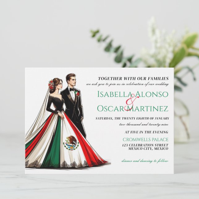 Mexico Couple Wedding Invitation (Standing Front)