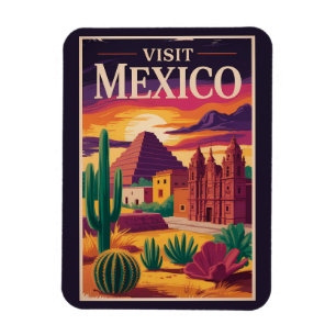 Mexico Culture Illustration Travel Art Vintage Magnet