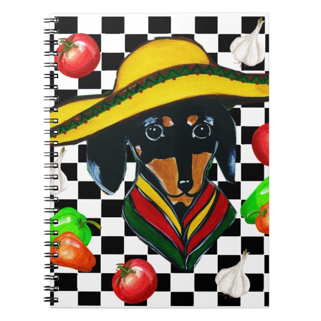 MEXICO DACHSHUND CHEF SPIRAL NOTEBOOK (Front)