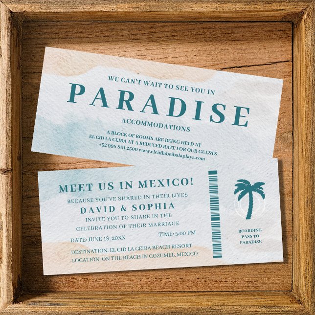 Mexico Destination Wedding Boarding Pass Invitation (Creator Uploaded)