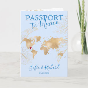 Mexico Destination Wedding Passport Map QR code Invitation