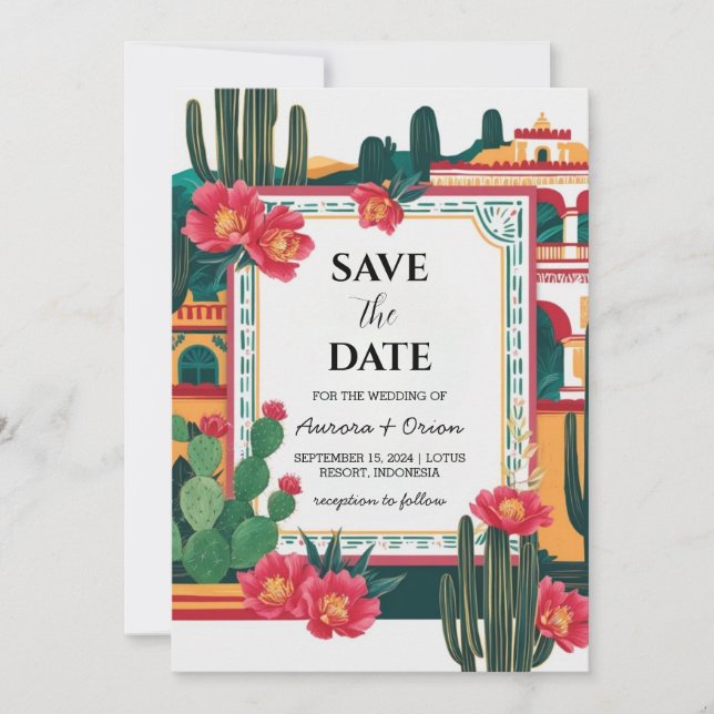 mexico destination wedding save the dates invitation (Front)