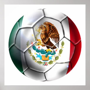Mexico el Tri soccer ball Mexican flag gear Poster