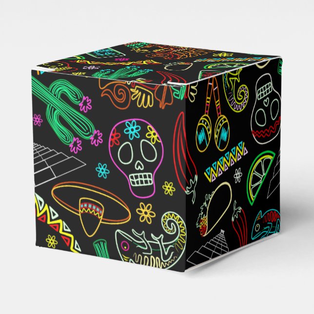 Mexico Fiesta Pattern  Favour Box (Front Side)