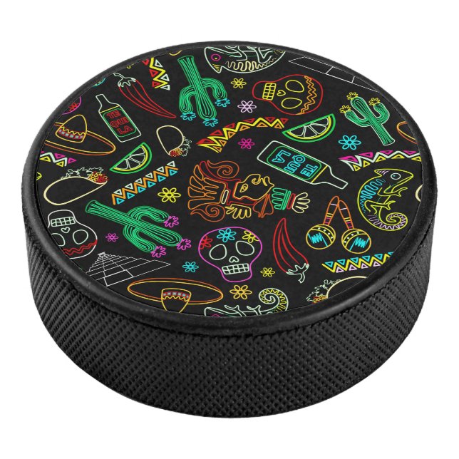 Mexico Fiesta Pattern  Hockey Puck (3/4)