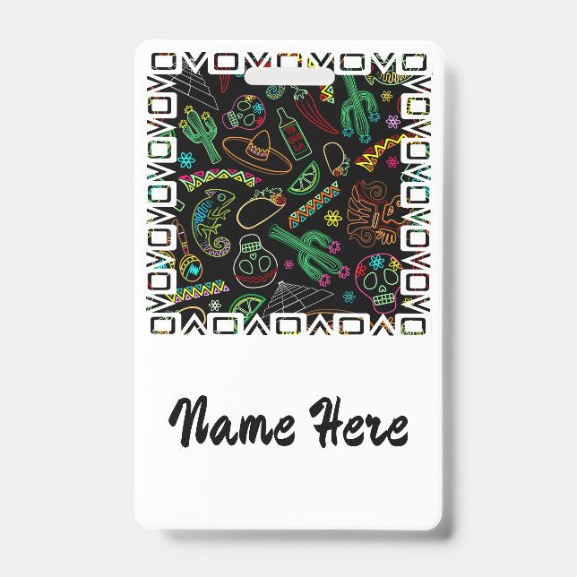 Mexico Fiesta Pattern  ID Badge (Front)