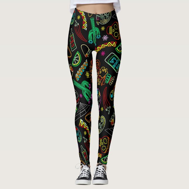 Mexico Fiesta Pattern  Leggings (Front)