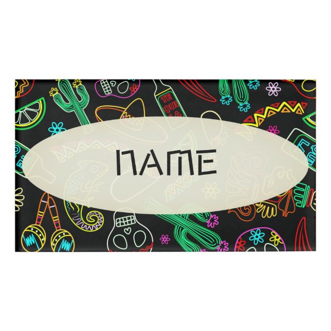 Mexico Fiesta Pattern  Name Tag (Front)