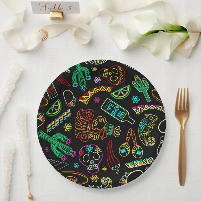 Mexico Fiesta Pattern  Paper Plate (Wedding)
