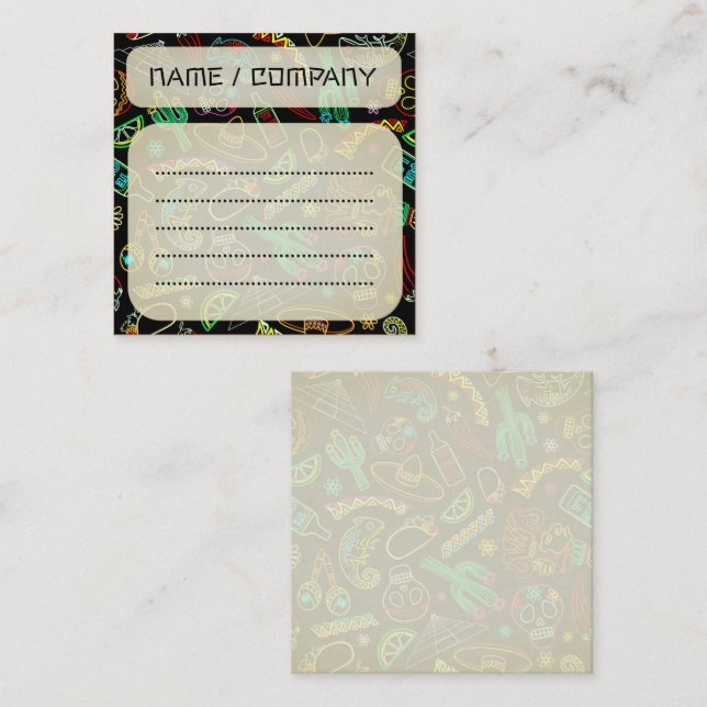 Mexico Fiesta Pattern  Square Business Card (Front/Back)