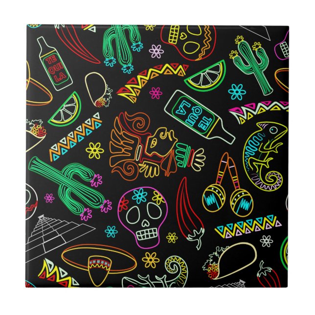 Mexico Fiesta Pattern  Tile (Front)