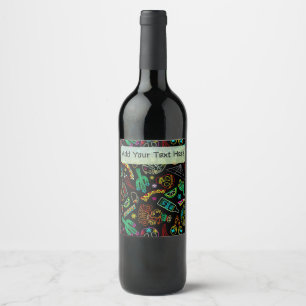 Mexico Fiesta Pattern Wine Label