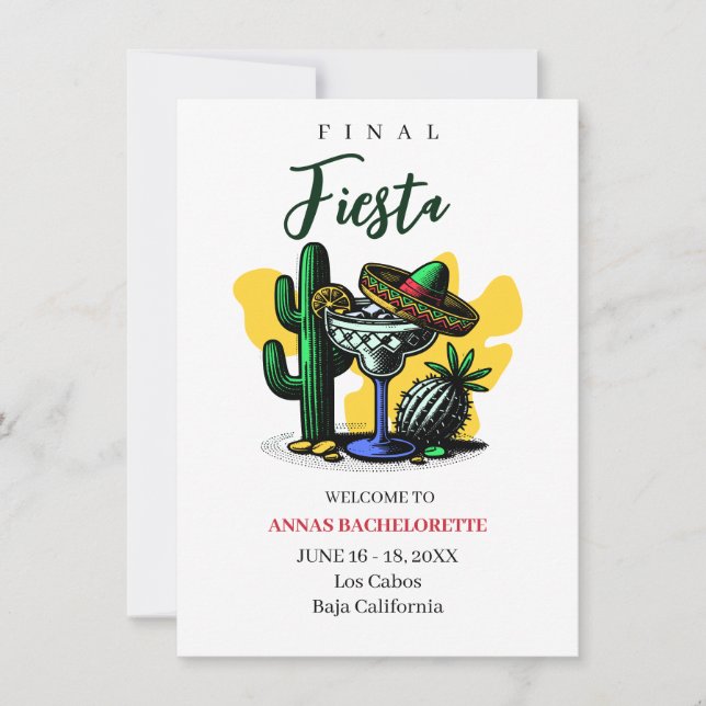 mexico final fiesta bachelorette margarita invitation (Front)