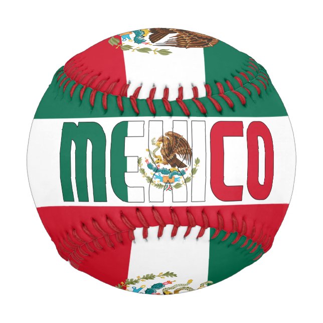 Mexico Flag and Coat of Arms Patriotic Baseball (Front)