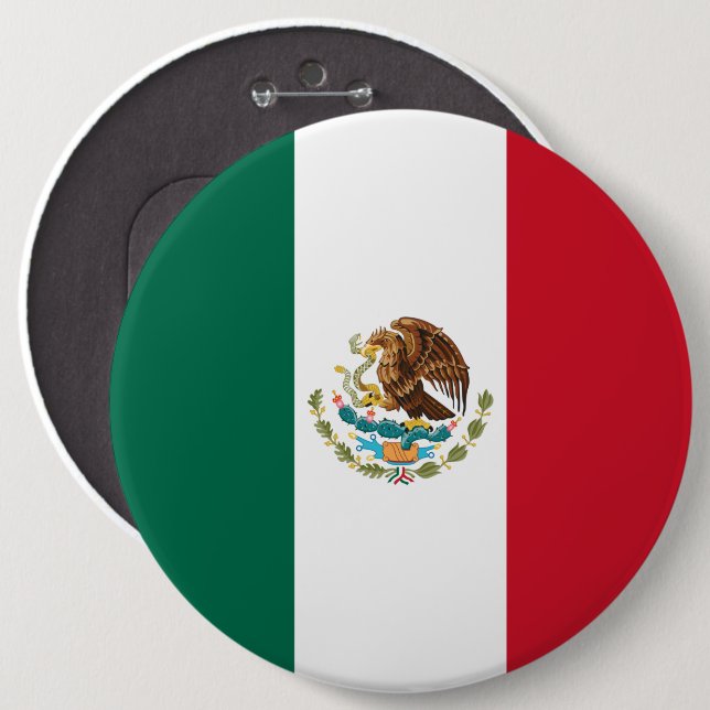 Mexico Flag, Bandera de Mexican Republic 6 Cm Round Badge (Front & Back)