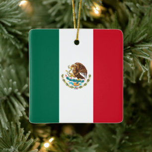 Mexico Flag, Bandera de Mexican Republic Ceramic Ornament