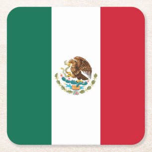 Mexico Flag, Bandera de Mexican Republic Square Paper Coaster
