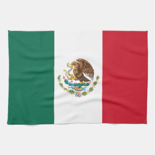 Mexico Flag, Bandera de Mexican Republic Tea Towel