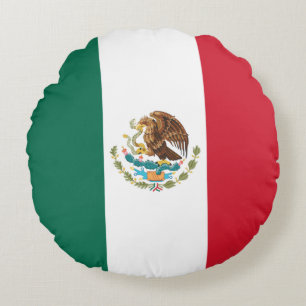 Mexico Flag, Bandera de México Republic Round Cushion