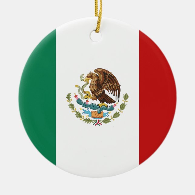 Mexico Flag Ceramic Tree Decoration (Front)