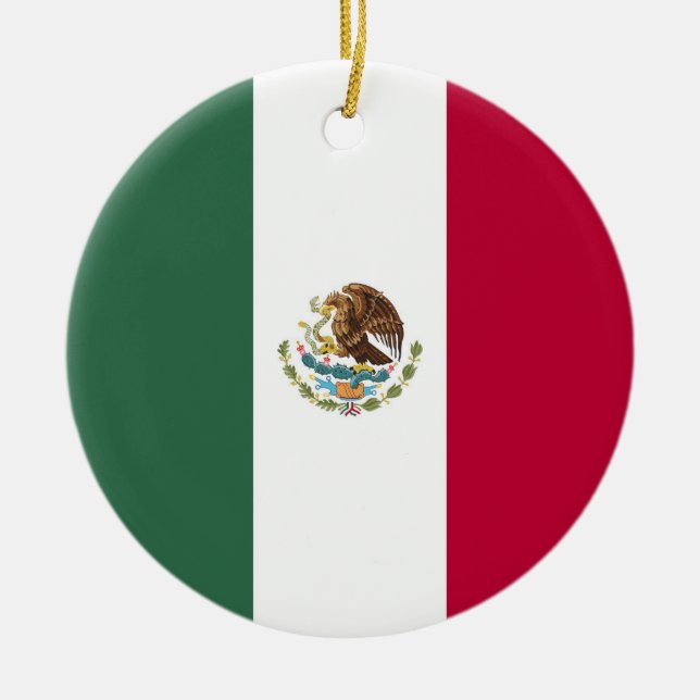 Mexico flag ceramic tree decoration (Front)