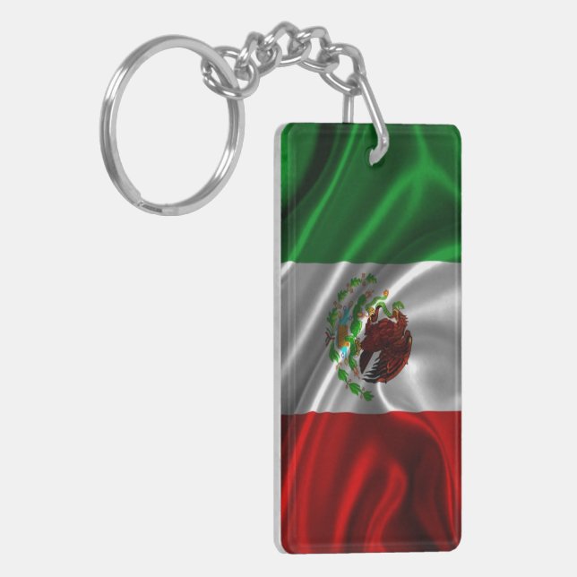 Mexico Flag Fabric Key Ring (Front Left)