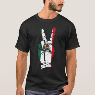 Mexico Flag Hand Peace Sign Mexico T-Shirt