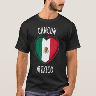 Mexico Flag Heart Cancun City T-Shirt
