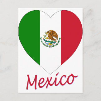 Mexico Flag Heart Postcard