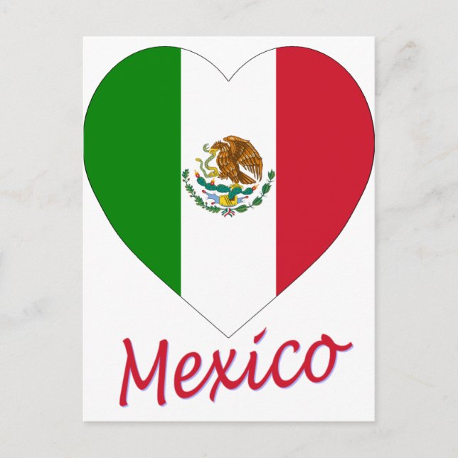 Mexico Flag Heart Postcard (Front)