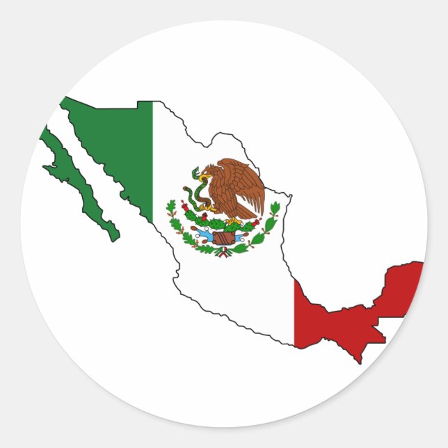Mexico flag map classic round sticker (Front)