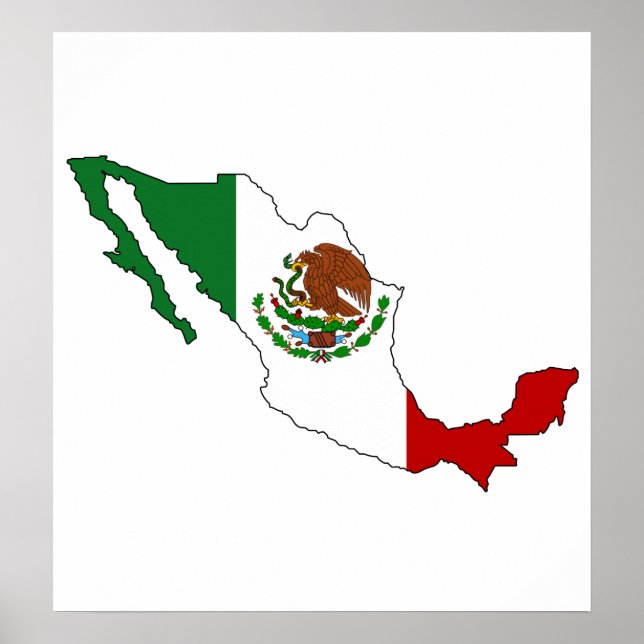 Mexico Flag Map full size Poster (Front)