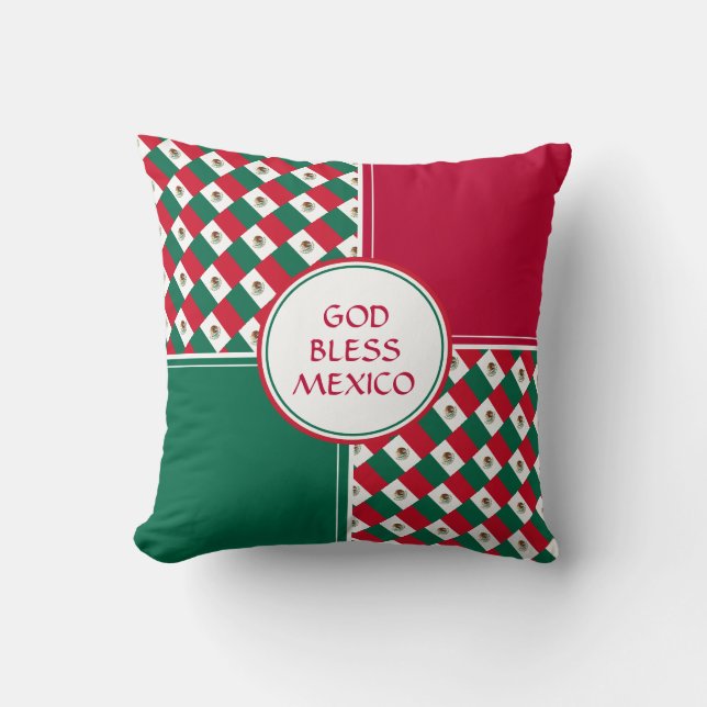 MEXICO FLAG Patriotic God Bless Cushion (Front)