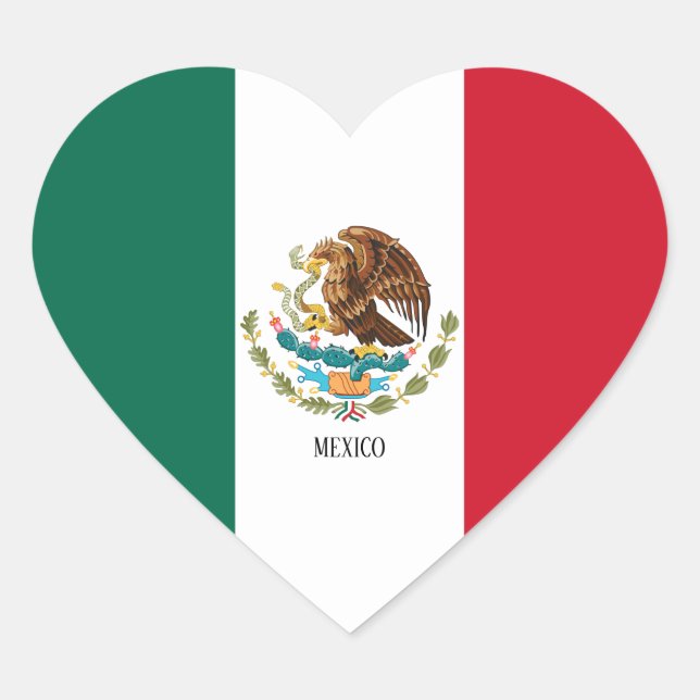 Mexico Flag Patriotic Heart Sticker (Front)