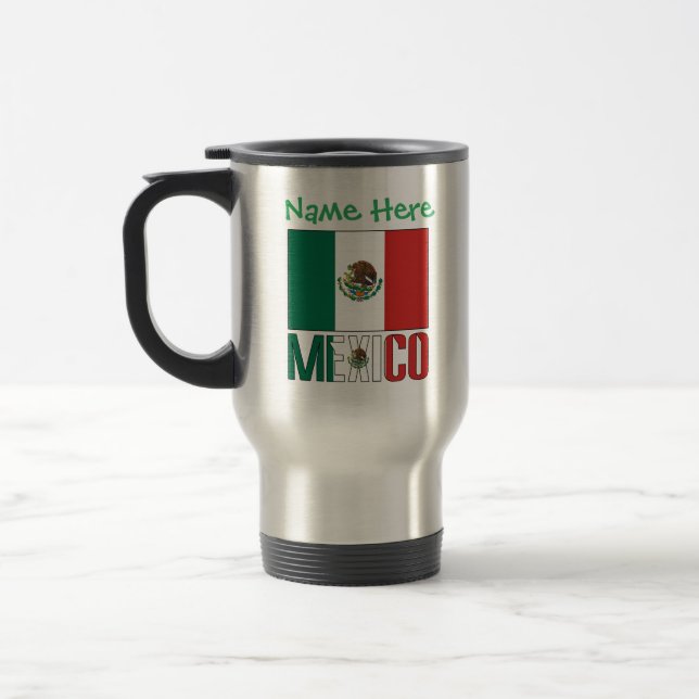 Mexico Flag Personalised Travel Mug (Left)