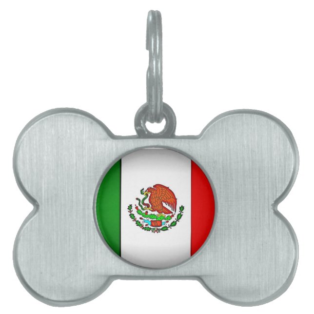 Mexico Flag Stylised Pet Name Tag (Front)