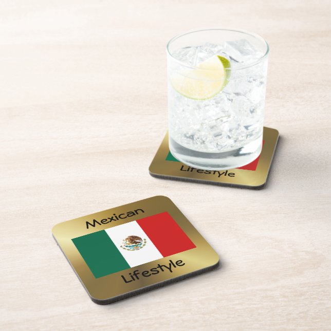 Mexico Flag+Text Coaster (Right Side)