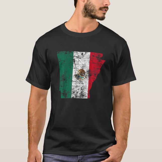 Mexico Flag Vintage Arkansas State Shape   T-Shirt (Front)