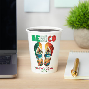 Mexico Flip Flop Vacation Tropical Getaway Design Paper Cups