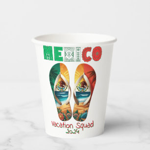 Mexico Flip Flop Vacation Tropical Getaway Design Paper Cups